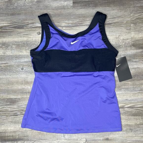 Nike Swim Women's Purple/Black Sport Mesh High Neck Tankini Swim Top sz XS - Picture 1 of 2
